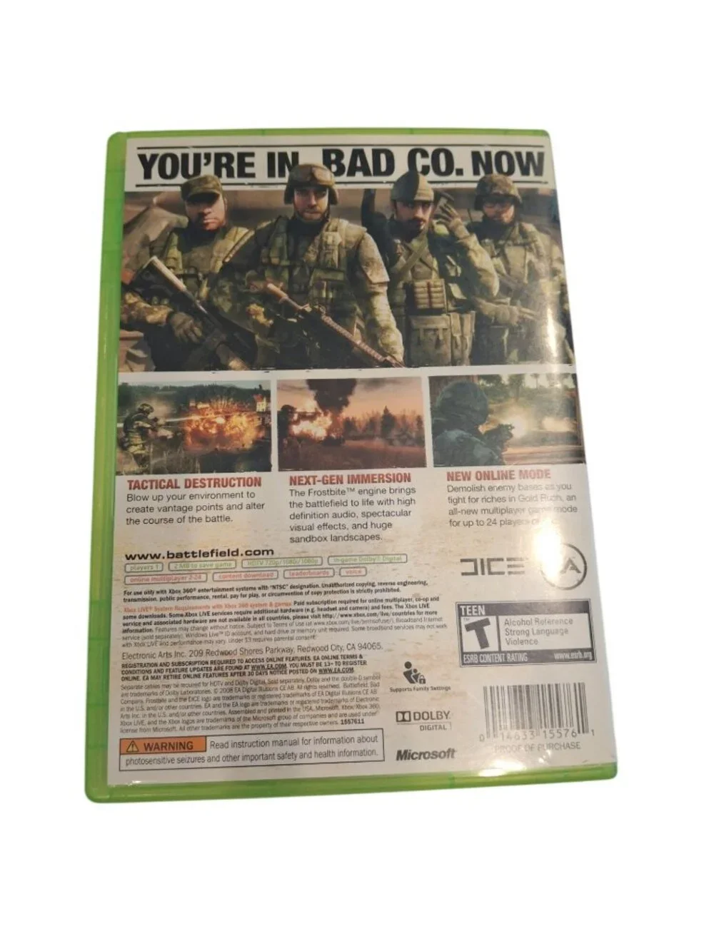 Battlefield Bad Company Xbox 360 2008 EA DICE FPS Military Shooter Video Game